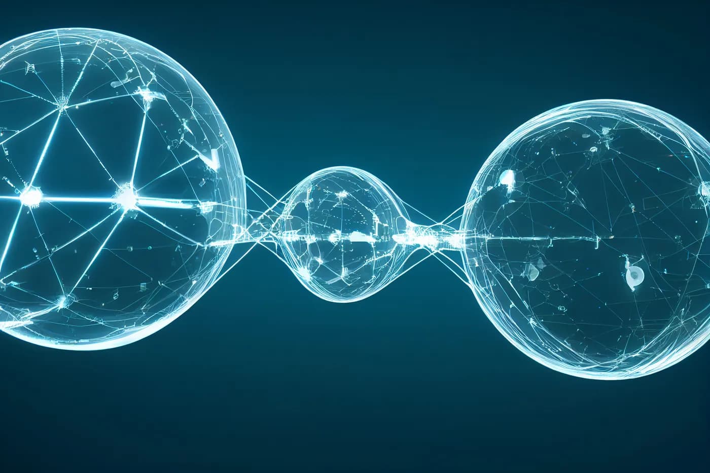 Glowing connected spheres, like conversations linked across every channel